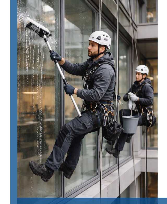 Профессиональная мойка витражей промышленными альпинистами в Воскресенске