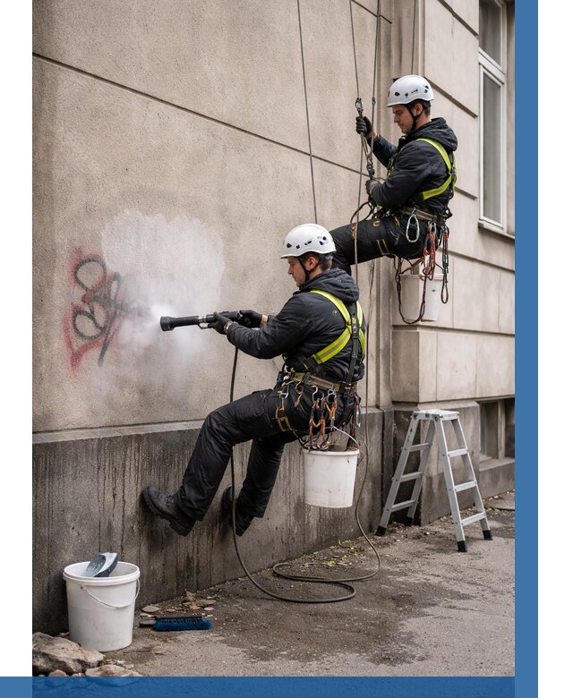 Удаление граффити с фасада в Воскресенске от 4652 р. | ВЫСОТНИК-Вск