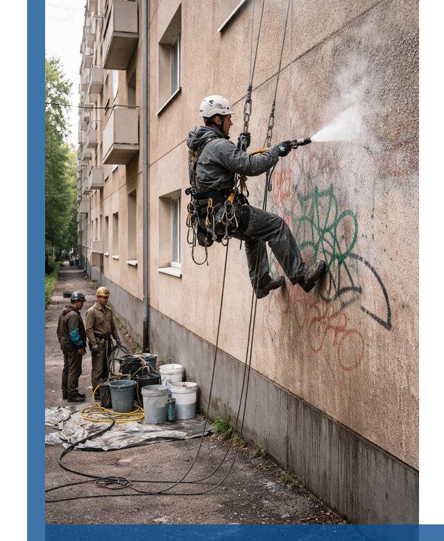 Удаление граффити с фасада в Воскресенске без следов и повреждений