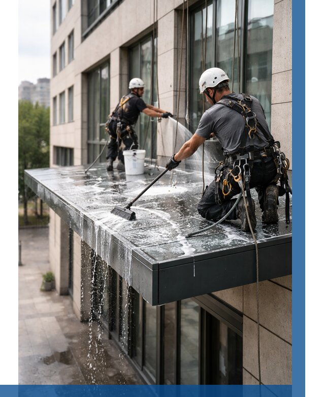 Мойка козырьков и навесов в Воскресенске от 3618 р. | ВЫСОТНИК-Вск