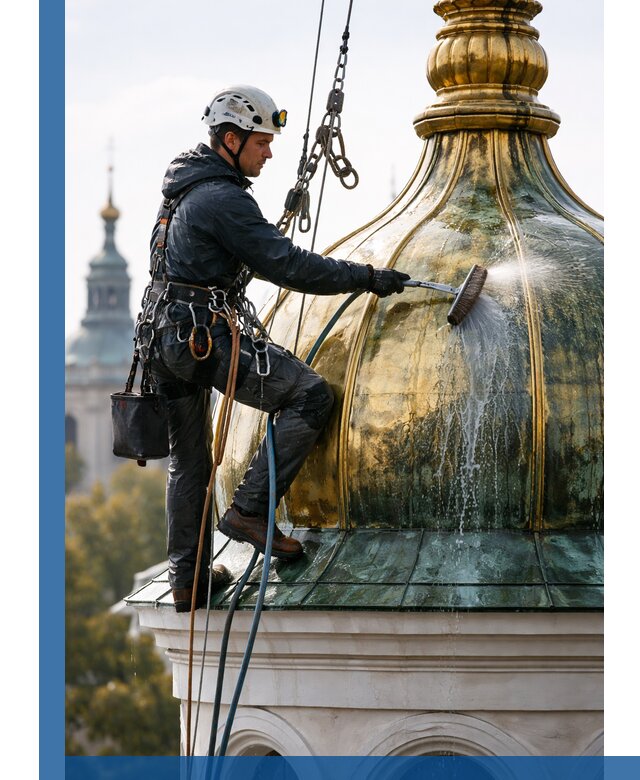Профессиональная мойка куполов и шпилей высотными альпинистами в Воскресенске