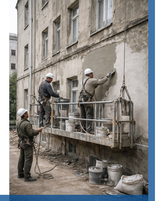 Капитальный ремонт фасада в Воскресенске от 4342 р. | ВЫСОТНИК-Вск