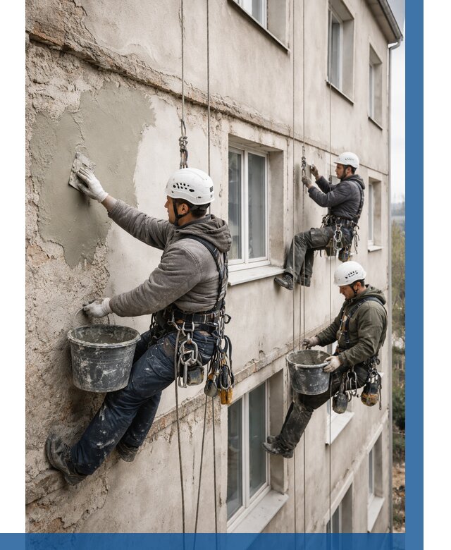 Ремонт штукатурного фасада в Воскресенске от 775 р. под ключ | ВЫСОТНИК-Вск