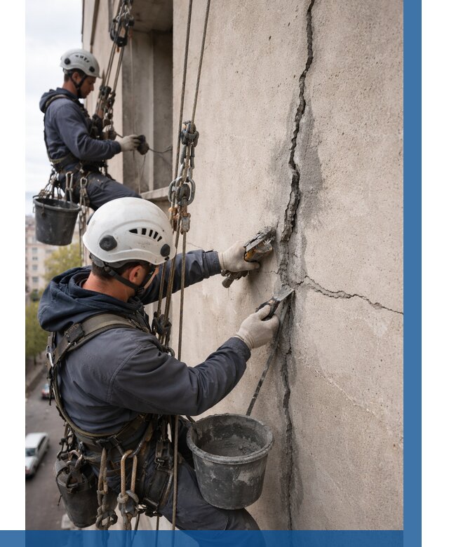 Заделка трещин на фасаде в Воскресенске от 930 р. | ВЫСОТНИК-Вск