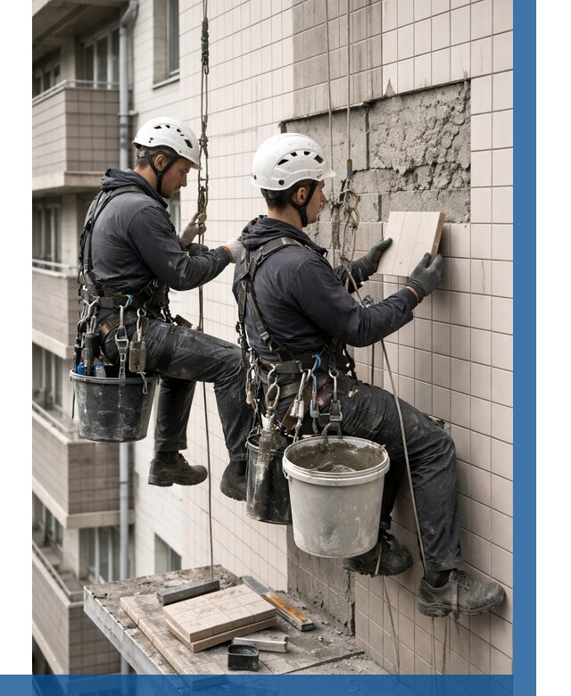 Ремонт облицовки фасада плиткой в Воскресенске от 1861 р. | ВЫСОТНИК-Вск