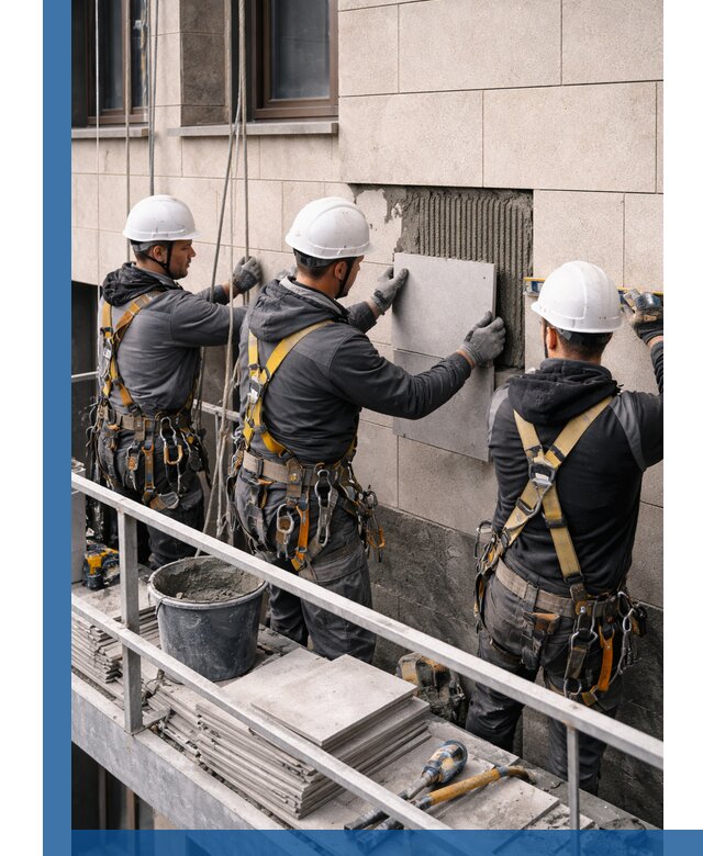 Ремонт облицовки фасада плиткой в Воскресенске с гарантией