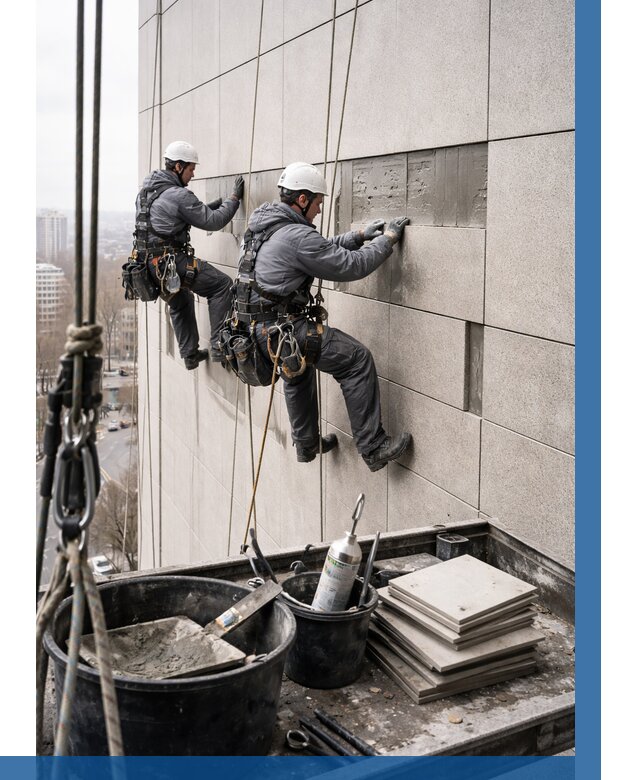 Ремонт фасада из керамогранита в Воскресенске от 2585 р. | ВЫСОТНИК-Вск