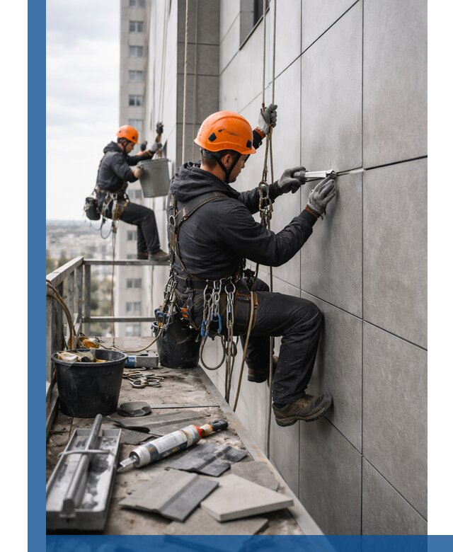 Профессиональный ремонт фасада из керамогранита в Воскресенске