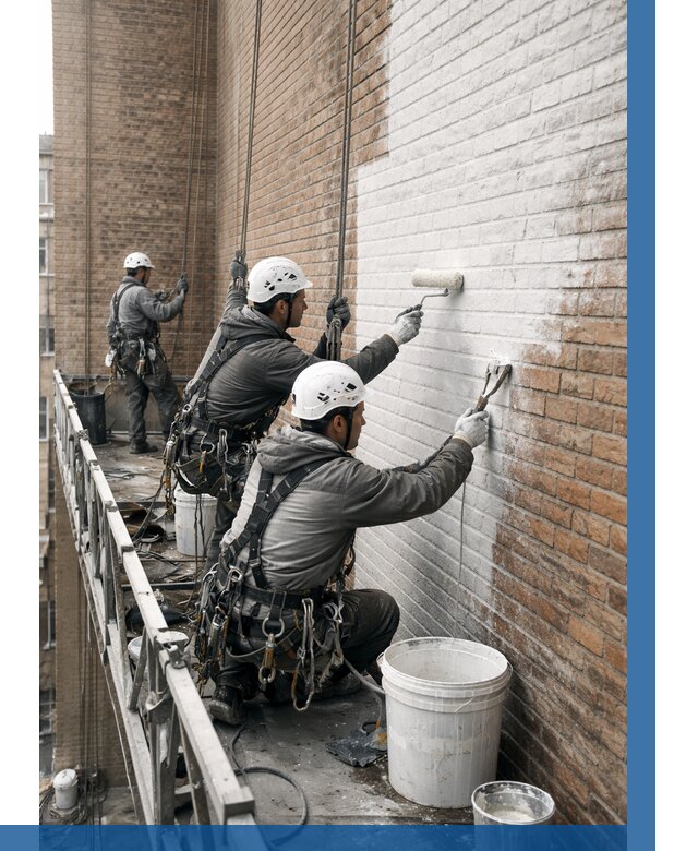 Покраска кирпичного фасада в Воскресенске от 362 р. | ВЫСОТНИК-Вск