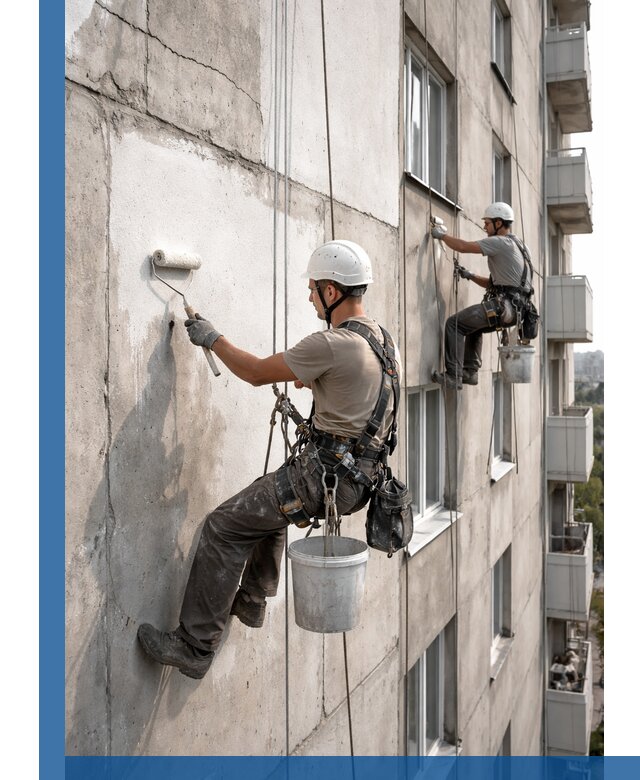 Покраска бетонного фасада в Воскресенске для жилых и промышленных объектов