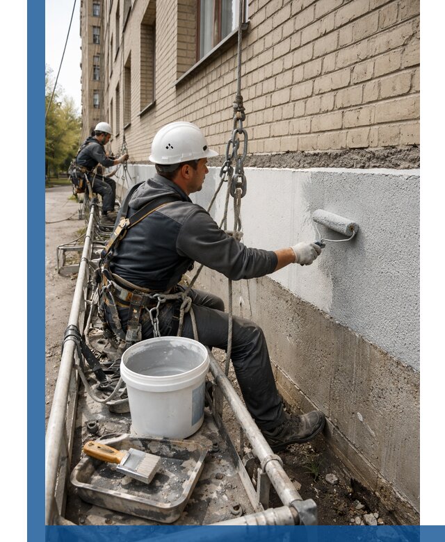 Окраска цоколя здания в Воскресенске профессионально и надежно