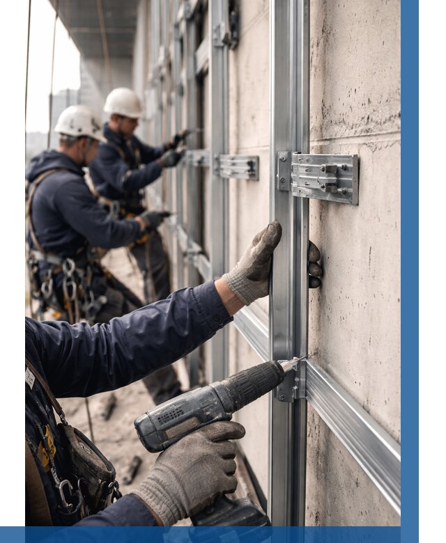 Монтаж подсистемы вентфасада в Воскресенске от 879 р. | ВЫСОТНИК-Вск