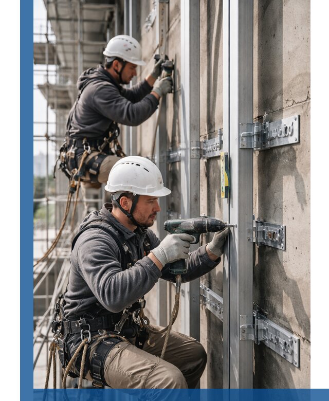 Монтаж и крепление подсистемы вентфасада в Воскресенске