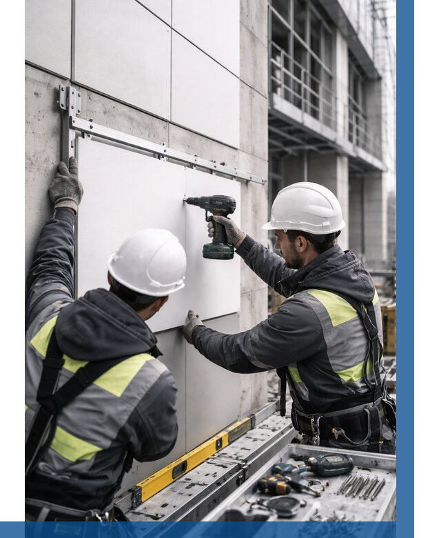 Монтаж композитных панелей фасада в Воскресенске от 2585 р. | ВЫСОТНИК-Вск