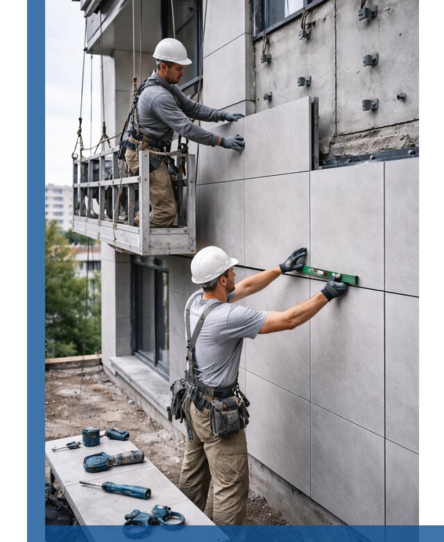 Монтаж керамогранита на фасад в Воскресенске под ключ с гарантией качества