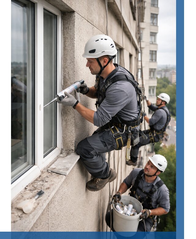 Герметизация оконных швов снаружи в Воскресенске от 1551 р. | ВЫСОТНИК-Вск