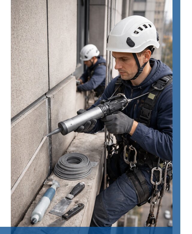 Герметизация деформационных швов фасада в Воскресенске от 724 | ВЫСОТНИК-Вск