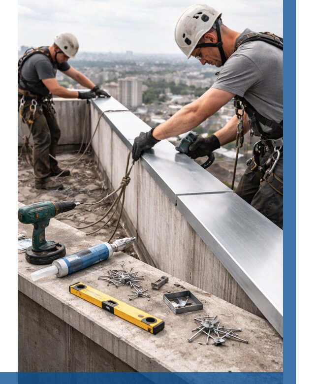 Монтаж парапетных крышек в Воскресенске от 827 р. | ВЫСОТНИК-Вск