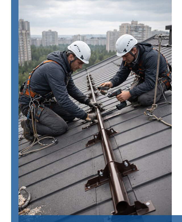 Монтаж снегозадержателей на кровле зданий в Воскресенске под ключ