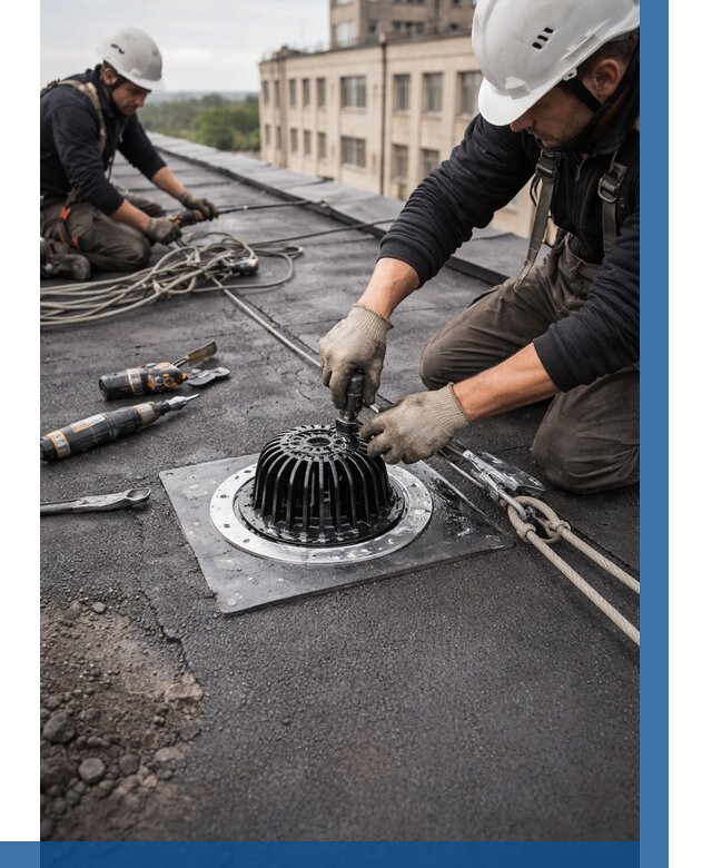 Установка водосточных воронок в Воскресенске цена от 3618 р. | ВЫСОТНИК-Вск