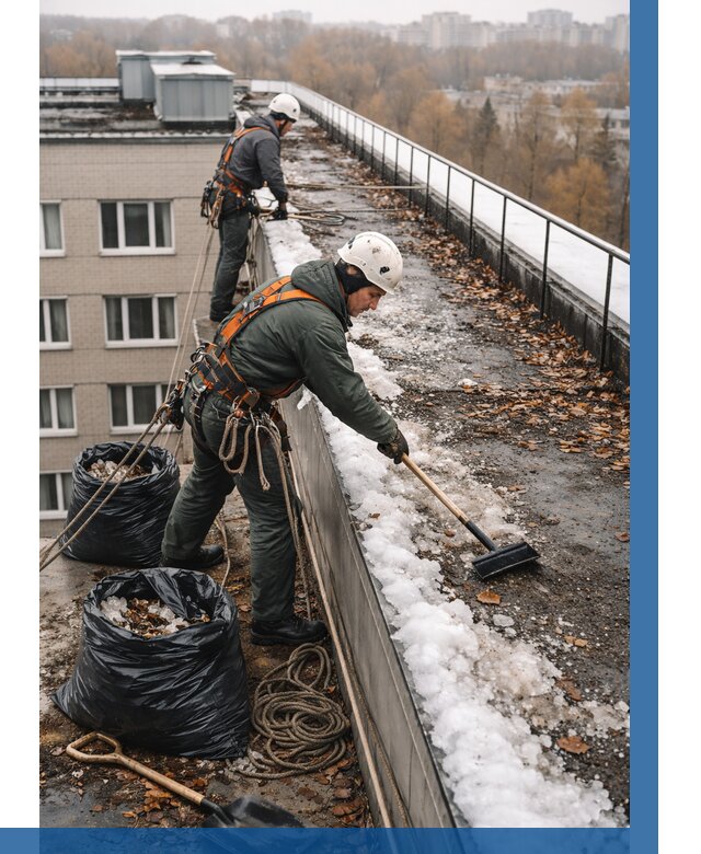 Очистка кровли по периметру в Воскресенске от 569 р. | ВЫСОТНИК-Вск