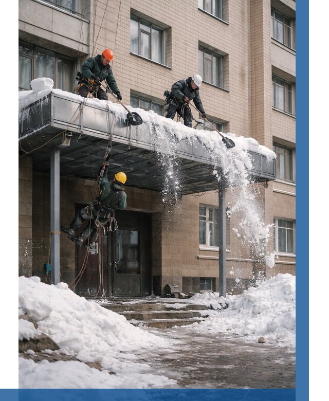 Очистка козырьков от снега в Воскресенске от 3618 р. | ВЫСОТНИК-Вск