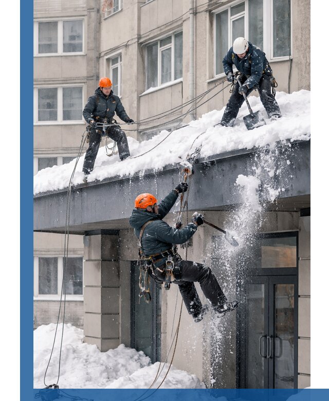 Безопасная очистка навесов от снега в Воскресенске круглогодично