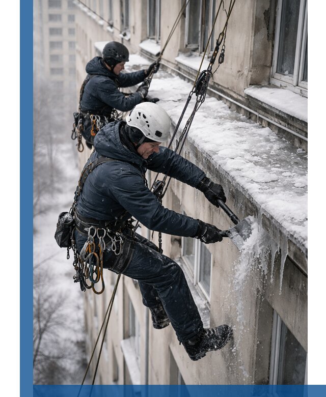 Удаление наледи и сосулек с карнизов в Воскресенске профессионально