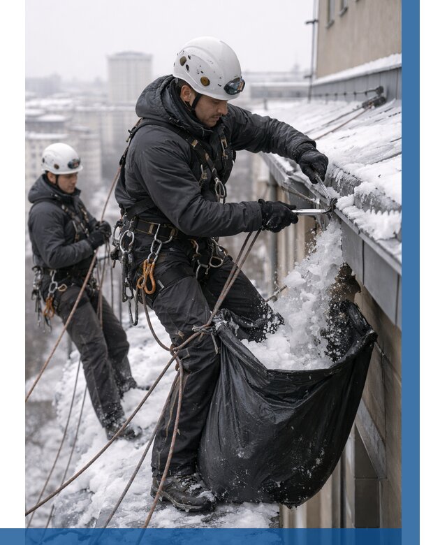 Аварийная очистка крыши в Воскресенске под ключ от 310 р. | ВЫСОТНИК-Вск