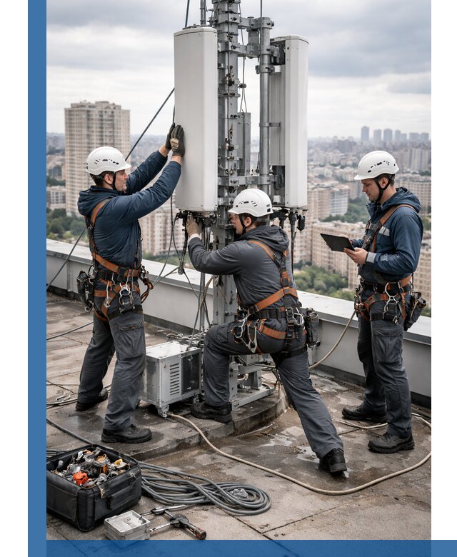 Монтаж антенн связи на крыше в Воскресенске с вводом в эксплуатацию