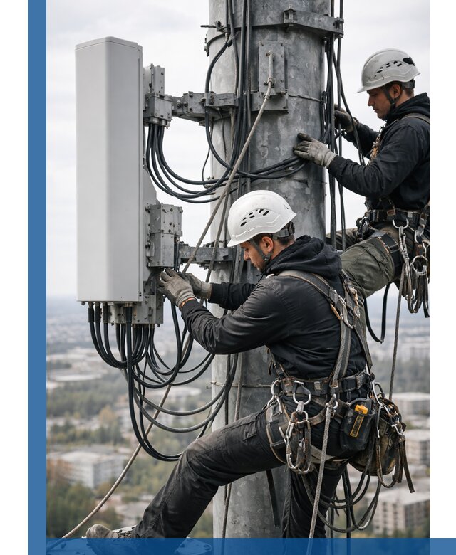 Монтаж оборудования связи на мачте в Воскресенске с пусконаладкой