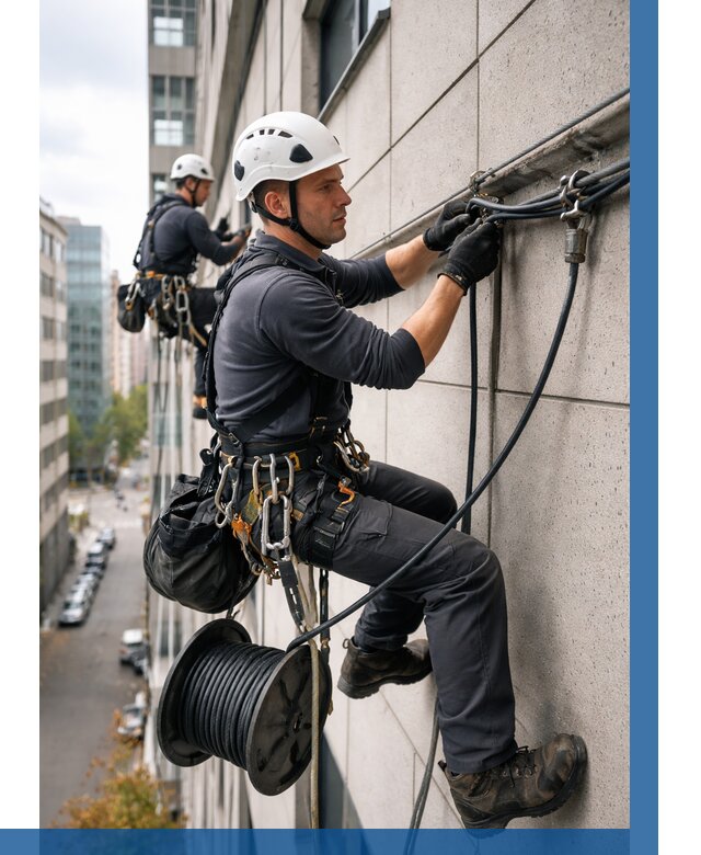 Прокладка кабеля по фасаду в Воскресенске от 362 р. | ВЫСОТНИК-Вск