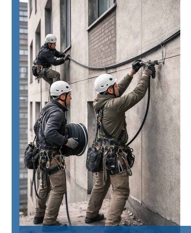 Прокладка кабеля по фасаду в Воскресенске, профессиональный монтаж