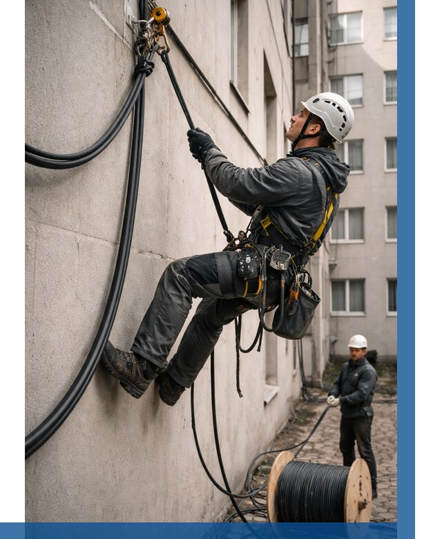 Протяжка кабеля питания на высоте в Воскресенске от 465 р. | ВЫСОТНИК-Вск