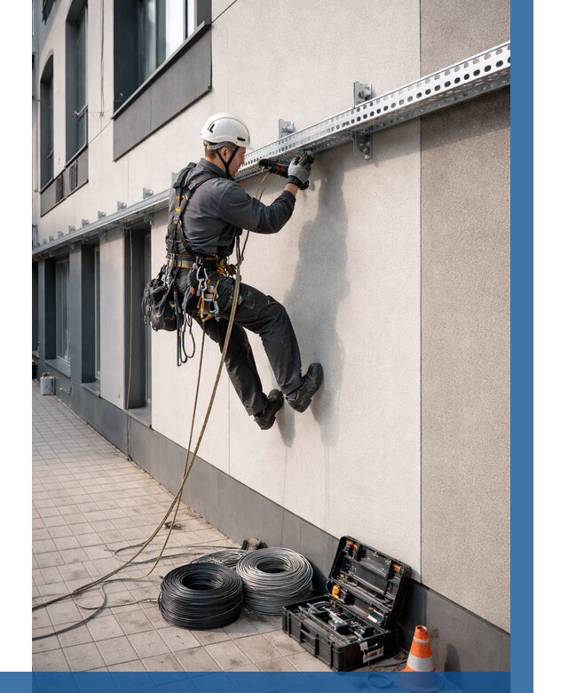 Монтаж кабельных лотков на фасаде в Воскресенске от 1241 р. | ВЫСОТНИК-Вск