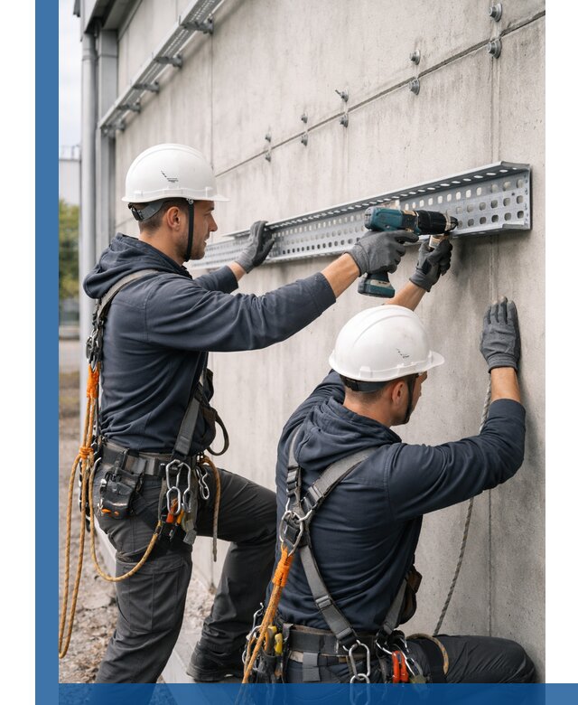 Монтаж кабельных лотков на фасаде зданий в Воскресенске с гарантией