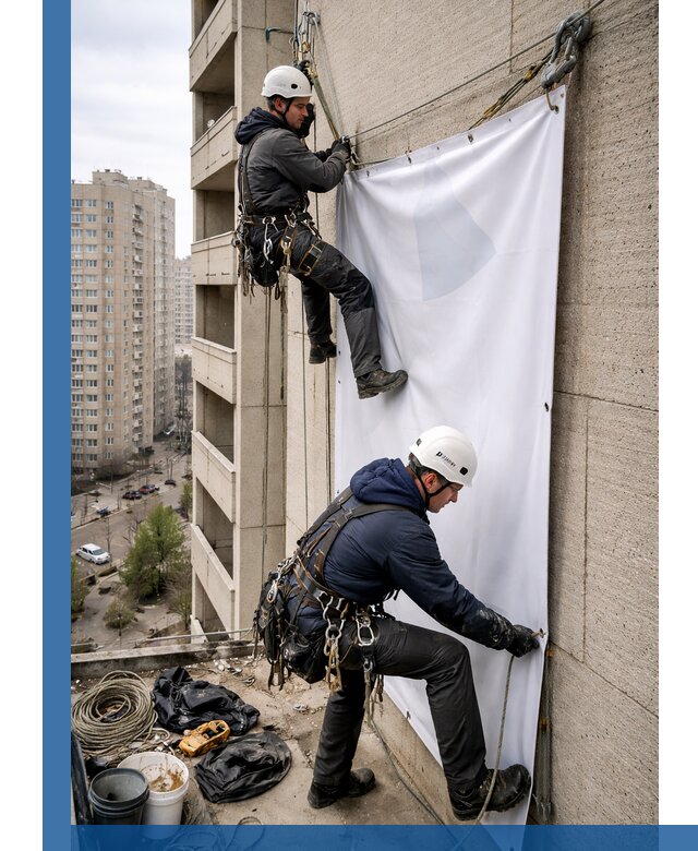 Профессиональный монтаж баннеров на фасаде в Воскресенске