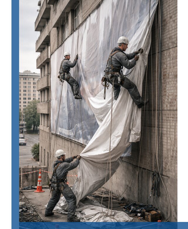 Демонтаж баннеров с фасада в Воскресенске оперативно и безопасно