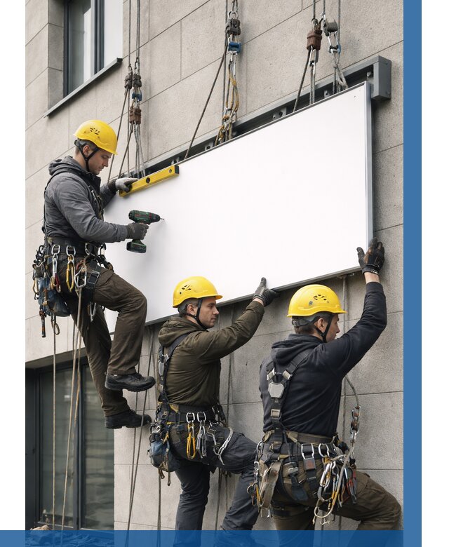 Монтаж рекламной вывески в Воскресенске от 8270 р. | ВЫСОТНИК-Вск