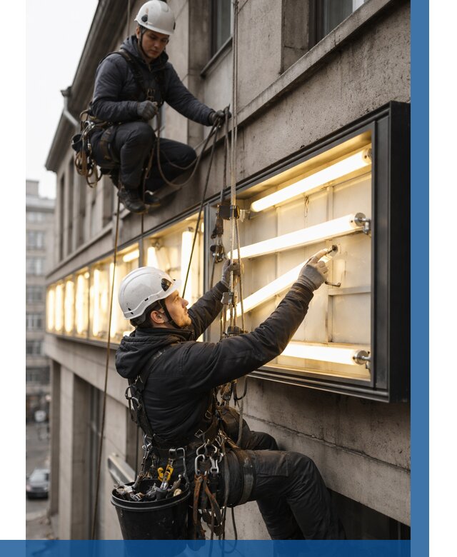 Замена ламп в вывеске в Воскресенске под ключ от 3618 р. | ВЫСОТНИК-Вск