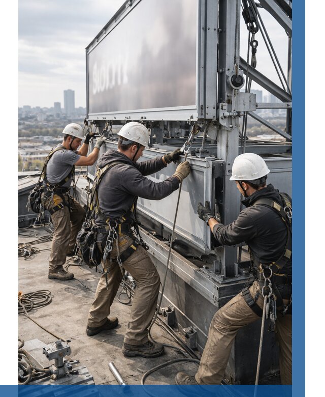 Монтаж крышной рекламной конструкции в Воскресенске от 62028 р.|ВЫСОТНИК-Вск