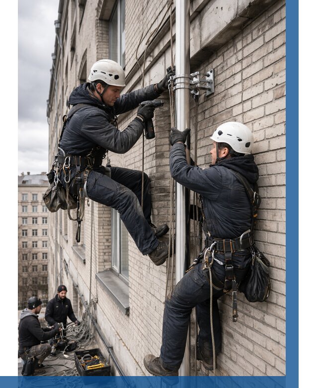 Монтаж флагштока на здании в Воскресенске от 6720 р. | ВЫСОТНИК-Вск