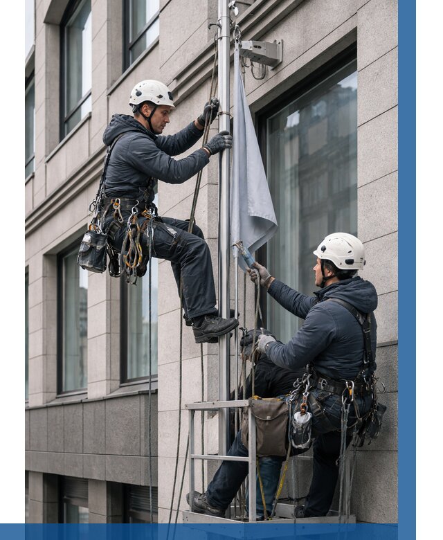 Установка флагов на фасаде в Воскресенске от 4652 р. | ВЫСОТНИК-Вск