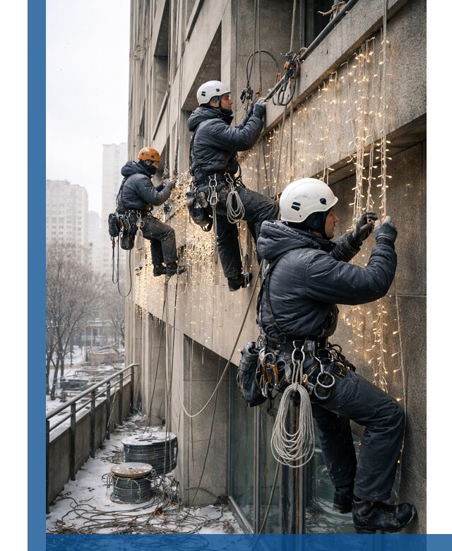 Монтаж новогодней иллюминации и украшение фасадов в Воскресенске