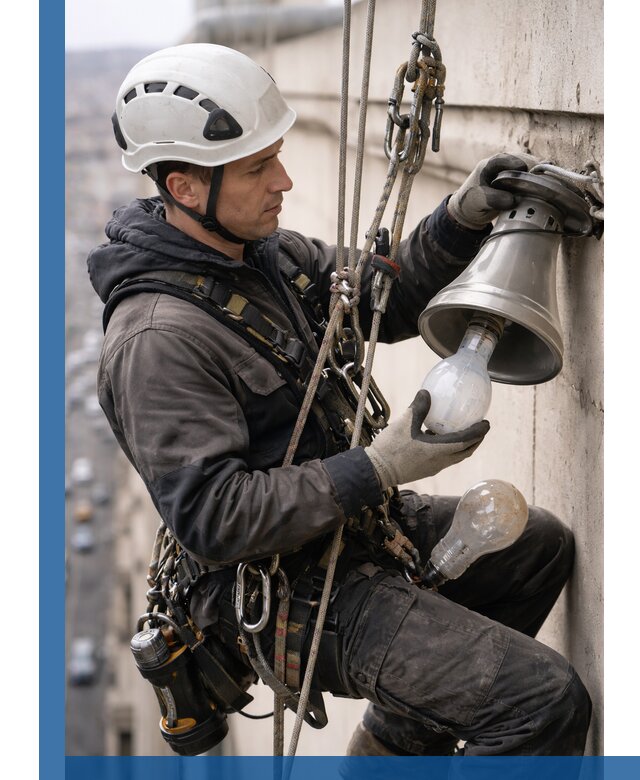 Замена ламп на высоте в Воскресенске профессионально и быстро