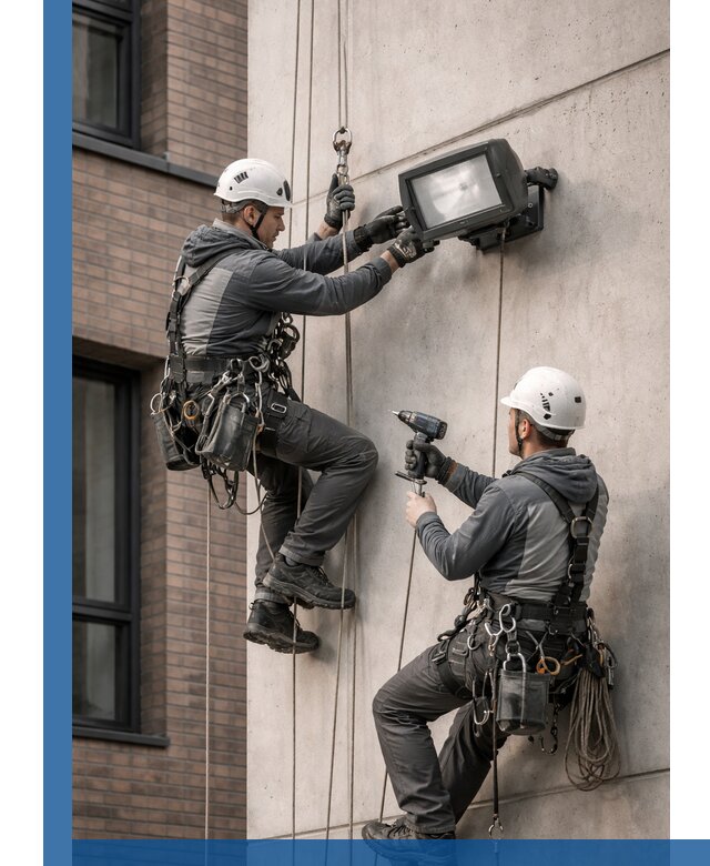 Профессиональный монтаж фасадных прожекторов в Воскресенске под ключ