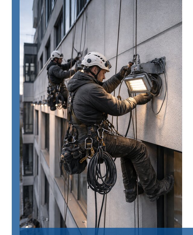 Монтаж фасадного освещения в Воскресенске установка и подключение