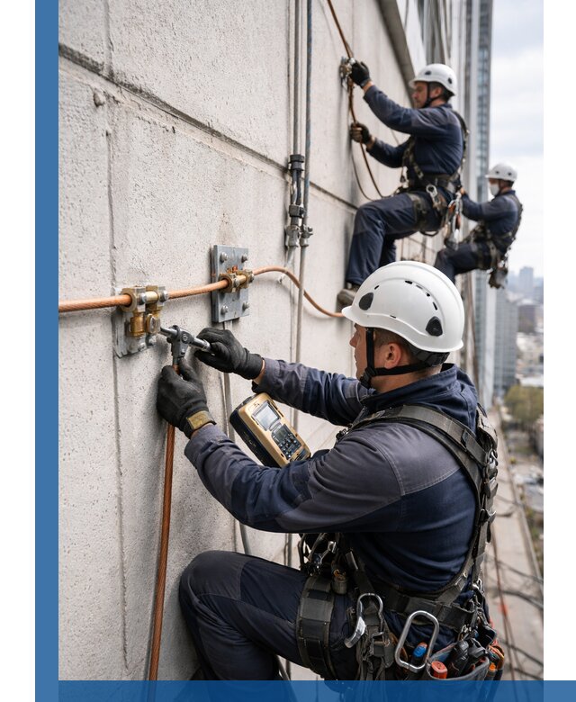 Монтаж системы заземления здания и молниезащиты в Воскресенске