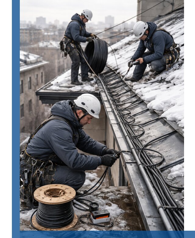 Монтаж греющего кабеля на кровле в Воскресенске под ключ
