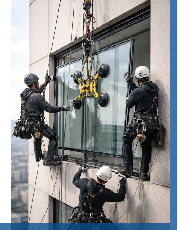 Монтаж стеклопакетов на высоте в Воскресенске от 3308 р. | ВЫСОТНИК-Вск